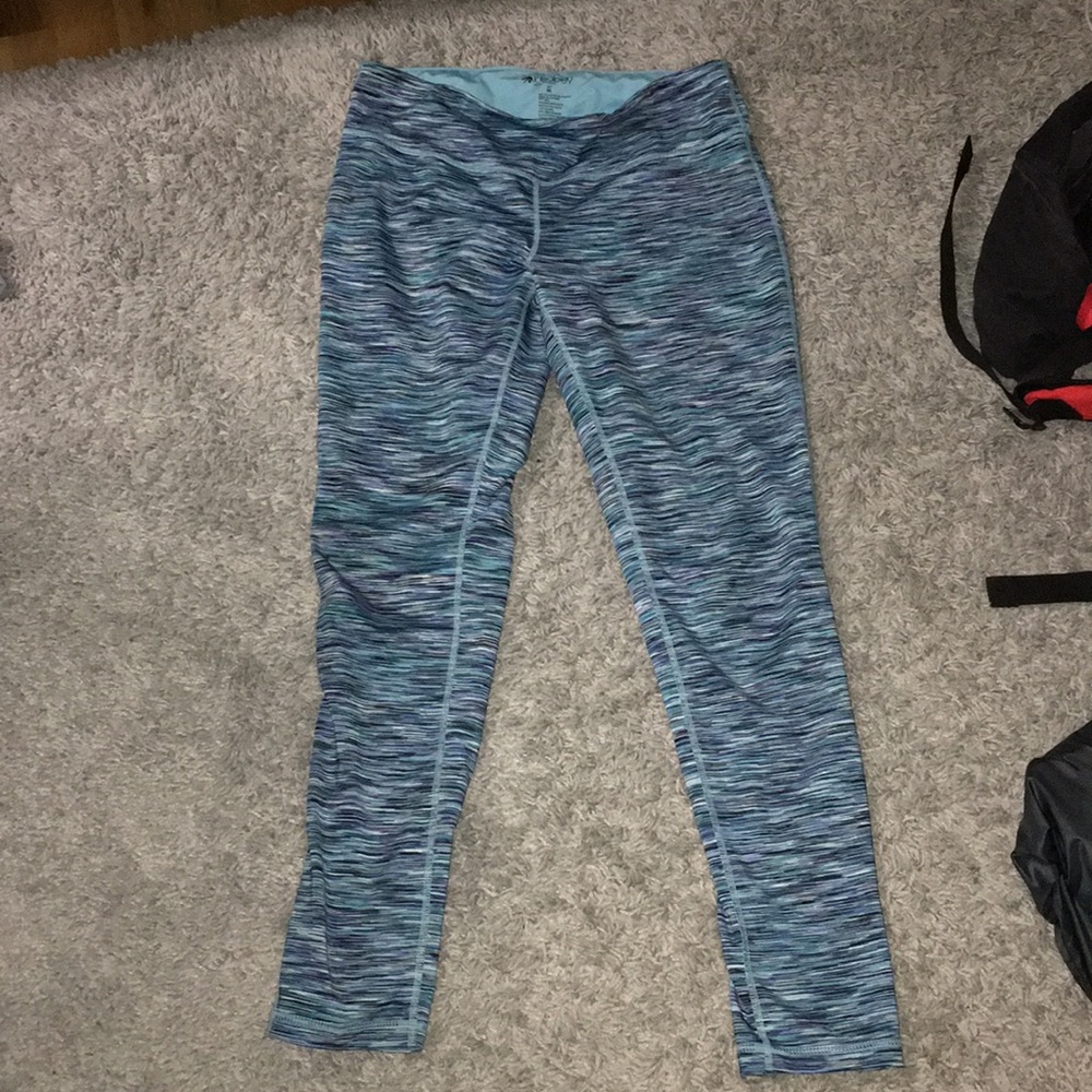 Blue purple white and black heathered leggings